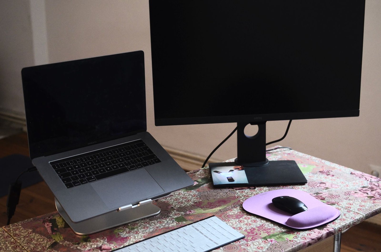 Plane Monitor Riser in a styled desk setting